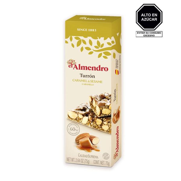 Turrón Duro con Caramelo y Sésamo El Almendro 75 gr