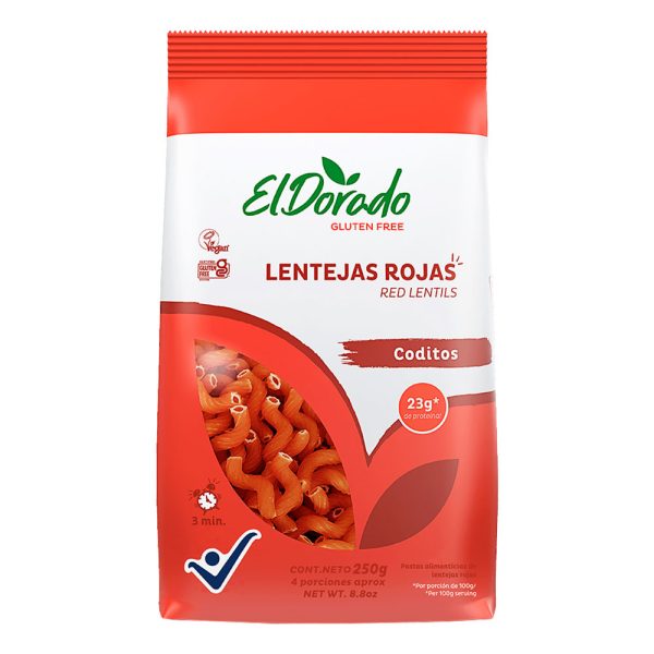 Pasta de Lentejas Rojas Coditos El Dorado 250 gr