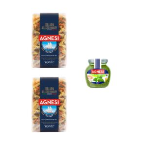 Agnesi Pack Eliche Tricolor  500G X2 + Pesto a la  Genovese 185GR