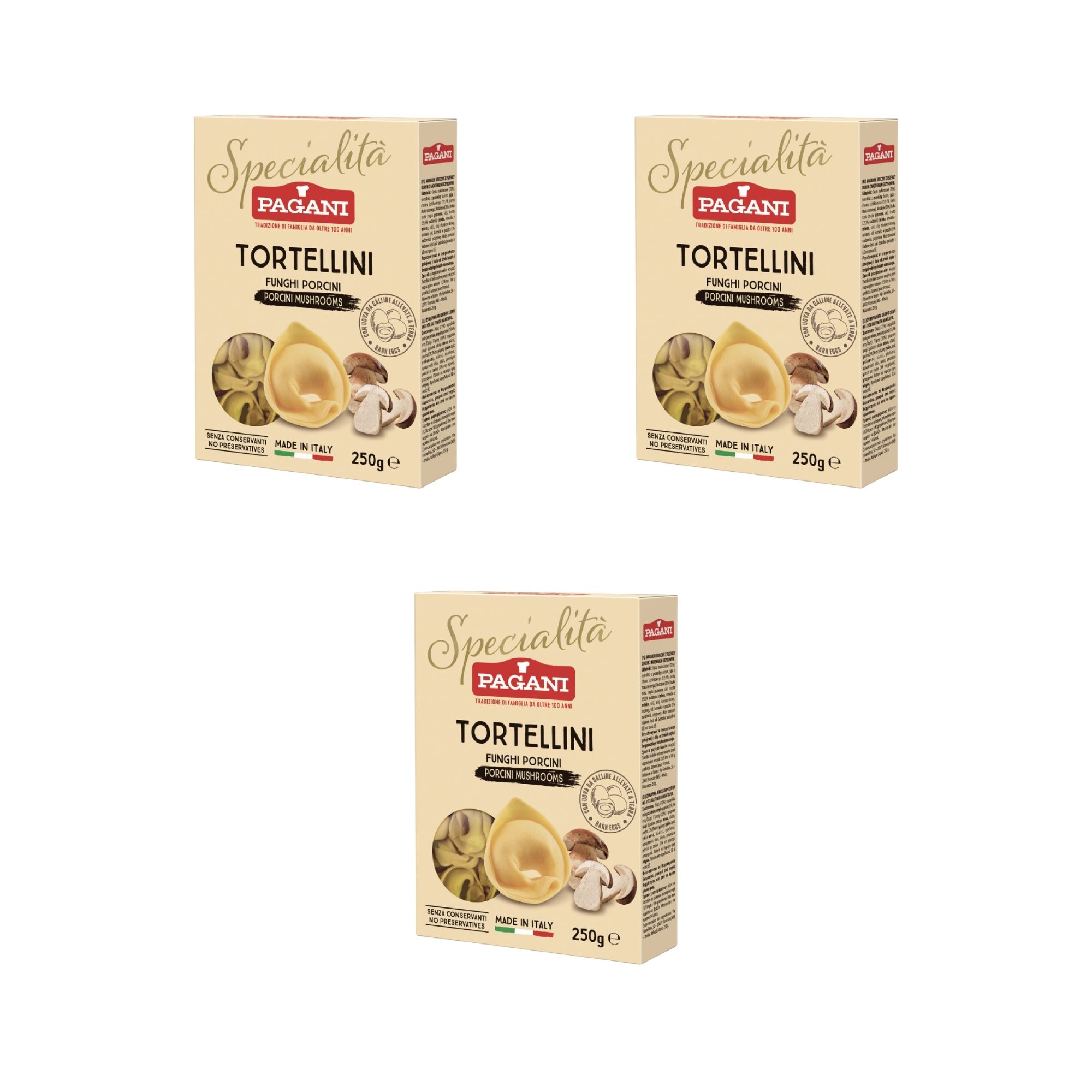 Tripack Pagani Tortellini Funghi Porcini 250 gr